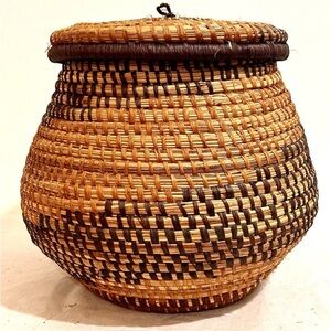 Mid 20th Century Covered Native American Basket - NE Coast